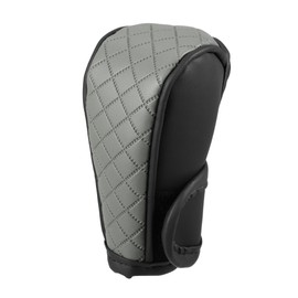 Partuto 1 x Universal Car Gear Knob Cover - Automatic Gear Knob Protection Decoration Non-Slip Gear Knob Protective Cover - Faux Leather Black Grey