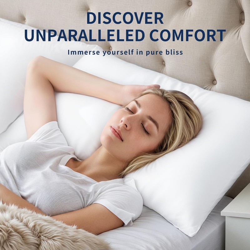 ANSSO Queen Size Down Alternative Pillow-Suitable for Hotel Sleep,Soft White