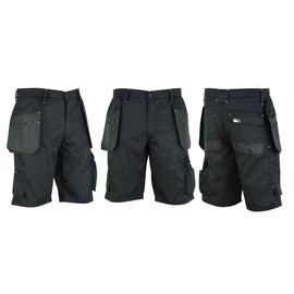 SiXsigma Sports Men Holster Work Shorts - Heavy Duty Safety Combat Cargo Summer Shorts - Multi Pockets - Triple Stitched - Durable Workwear- Work Shorts Men, Men's Cargo Shorts Black