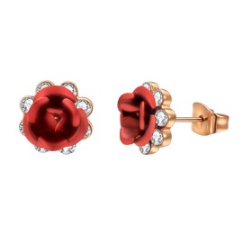 Yoursfs Women’s Rose Earrings, 18K Gold Plated, Enticing, For Both Ears, Jewelry, Gift