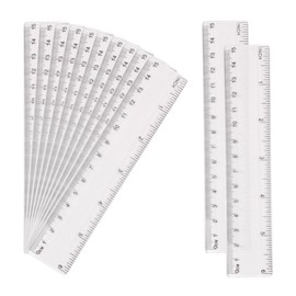12 Pcs Plastic Rulers, 15cm Clear Ruler Transparent Straight Ruler, Shatter Resistant Ruler Shatterproof Ruler, Measuring Ruler Tool, for Student School Office Supplies Teaching Ruler(Clear)