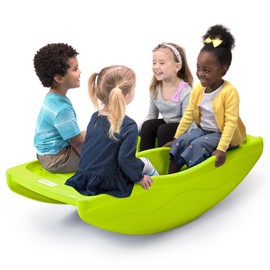 Simplay3 Two Sided Rock and Roll Teeter Totter Seesaw and Climbing Bridge, Fits up to Four Children and Kids for Rocking and Climbing - Indoor/Outdoor, Made in USA (Lime Green)