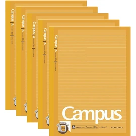Kokuyo Campus Notebook, For Pasting Prints, Ordinary Horizontal Ruled (with Dots), A-Ruled, 30 Sheets, No-3HAT (Set of 5)