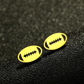Rugby Ball Earring Stainless Steel Minimalist American Football Stud Earrings for Women Men Rugby Player Jewelry Gift (gold)