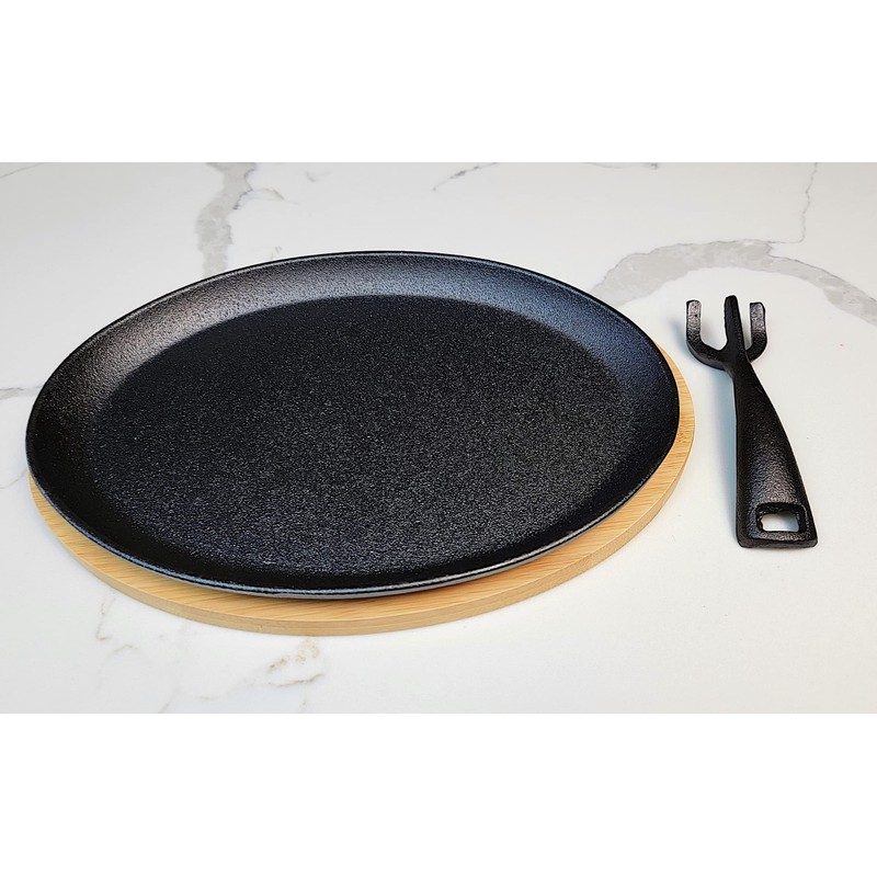 HAWOK Cast Iron Fajita Skillet Japanese Steak Plate with Handle