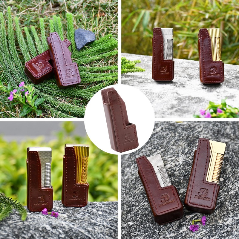 JINMUNIC Brown Leather Lighter Case Cover Holder Sleeve Pouches for