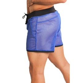 Fenix fit Short De Baño Transparencia Tela Red Ideal para Playa o Fiesta temática (Azul, L (34-36))