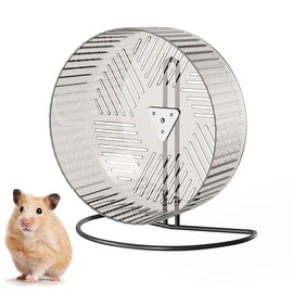 WADY 10 Inch Silent Hamster Wheel for Hedgehogs and Small Animals - Quiet Exercise Wheel with Stable, Rat Flying Saucer Toy Metal Brackets (Grey)