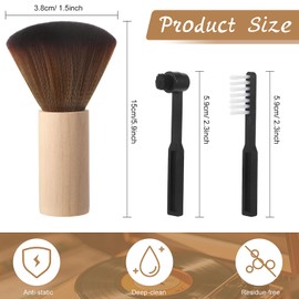Ziliny 3 Pcs Vinyl Record Cleaning Brush Wooden Anti Static Dust Record Vinyl Cleaner Kit Player Accessories Gift for Music Lovers(Light Wood Color)