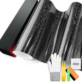 PET Damascus Forged Gloss Black Vinyl Wrap Auto Car Sticker Decal Film Sheet Bubble Free Air Release Technology with Tool Set 2FTx5FT