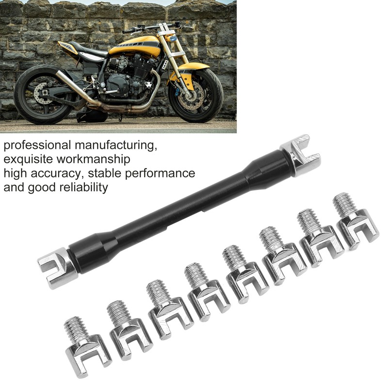 Motorcycle Spoke Wrench Set Spoke Spanner Kit with 10 Interchangeable