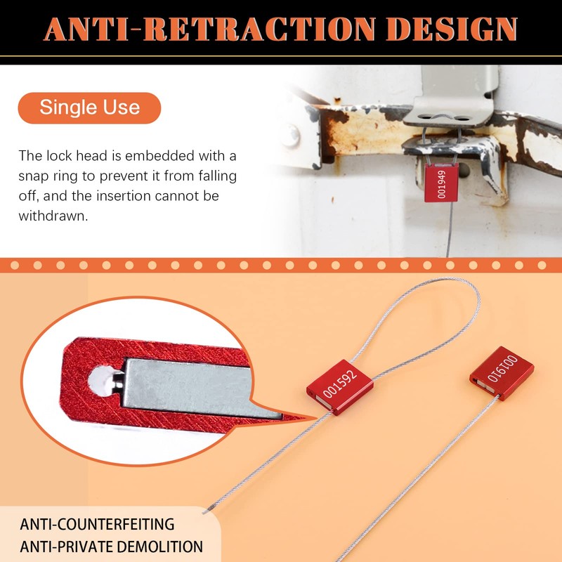 Tanstic 20Pcs Red Steel Security Seals with Aluminum Body, Security