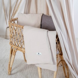 Julius Zöllner Muslin Children's Bed Linen 80 x 80 cm + 35 x 40 cm, 2-Piece Set Consisting of Duvet Cover and Pillowcase, 100% Cotton Muslin, with Zip, Standard 100 by Oeko-Tex, Sand