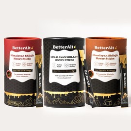 BetterAlt Shilajit Honey Sticks Variety Pack | Caramel, Cinnamon & Classic |  Lab-tested for Purity | Helps Support Energy & Stamina | 2-Month Pack - Specification: Variety Pack