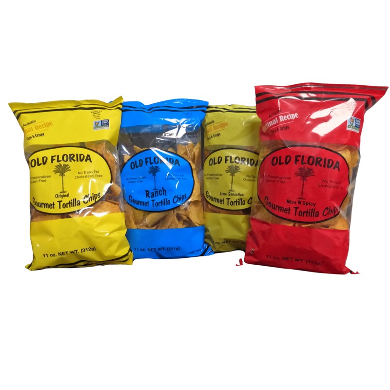 Old Florida Gourmet Tortilla Chips - VARIETY PACK OF FOUR