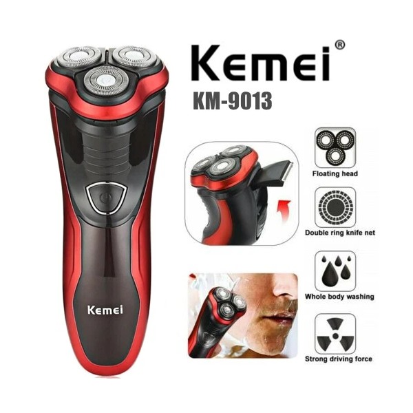 kemei Men's Razor Rotary Waterproof Electric Shaver Pop-Up Trimmer Wet