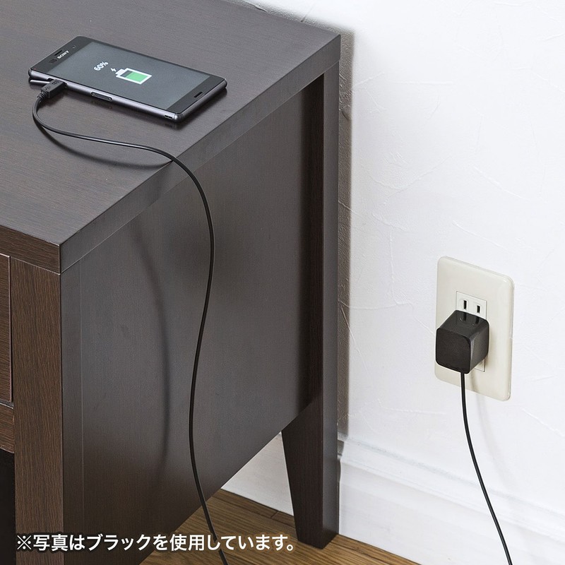 サンワサプライ(Sanwa Supply) microUSBケーブル一体型AC充電器(2.1A・ホワイト) ACA-IP45W