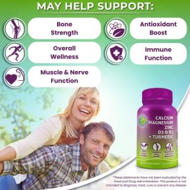 Calcio Vegetal Aquamin 500 Mg Con Magnesio Zinc 90 Capsulas
