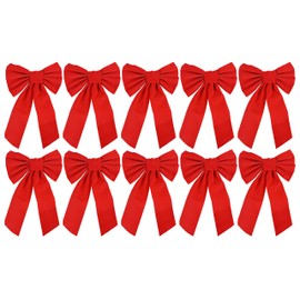 Red Velvet Christmas Bow 9-inch X 16-inch, 10 Pack of Holiday Bows