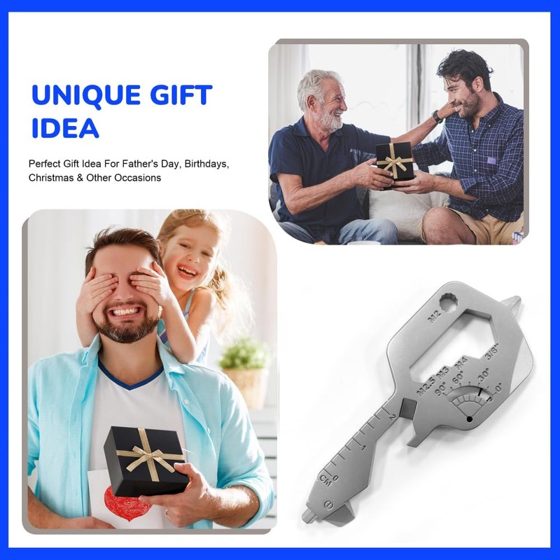 Keychain Multitools,EDC Multitool,20-in-1 Key Shaped Multitool - Compact Stainless Steel