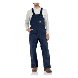 Carhartt Mens Flame Resistant Duck Bib Overalls and Coveralls Workwear Apparel, Dark Navy, 40W x 30L US