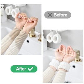 1 Set Makeup Headband, Swollen Spa Headband and Bracelet, Sponge Terry Fabric, Skin Care Headbands, Cute Hair Bands, Wristbands for Washing Face, Removing (Black)