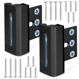 Home Security Door Reinforcement Lock, Upgraded Front Door Locks for Kids Safety Withstand 800 lbs, Child Proof Door Lock, Extra Door Lock from Inside Prevent Unauthorized Entry (2 Pack, Black)