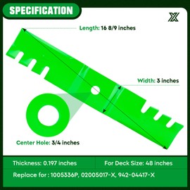 Youxmoto Mower Blade Fit for Cub Cadet 02005017-X, GT2148 Recon 48, Z-Force L48, Z-Force LZ48, Z-Force SZ48, PRO-Z100 EFI 148-L, PRO-Z100 EFI 148-S 48 inch Deck 3 Pack