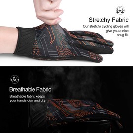 INBIKE Cycling Gloves Men Breathable Bike Gloves Stretchy Touchscreen Padded Biking Bicycle Gloves Orange Large