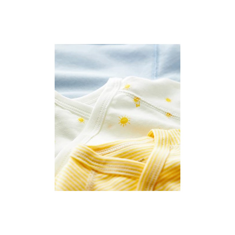 Petit Bateau Unisex Baby Short Sleeve Bodysuit for Newborns (Pack