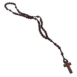 Topkids Accessories Stunning Holy Wooden Rosary Beads Necklace For Prayer, Brown & Black Wooden Beaded Necklace On Cord Suitable For Men & Women With Wooden Cross (Brown Rosary Beads)