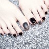 Florry Black Toe Nails Short Glossy Press on Toenails Square