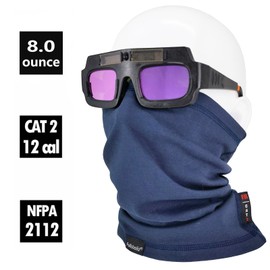 Fullsheild 2pack FR Neck Gaiter CAT2 Flame Retardant Full Face Mask Snood Cover for Electrical Welding Power Industry Gas Oil Station Navy Blue One Size