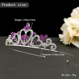 Yheahin Sparkling Crystal Pearl Tiara and Crown Elegant Rhinestone Heart Shape Princess Crown Wedding Birthday Party Headpiece Costume Hair Accessories for Girls (Crystal - Purple)