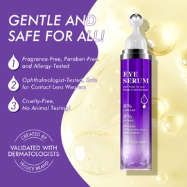 O.SECERT Under Eye Roller Serum|8% Caffeine Eye Cream for Dark Circles Puffy Eye Bags Fine Lines Wrinkles, 360 Massage Ball Cream, 8% Hyaluronic Acid Caffeine Peptide Eye Serum, Eye Skin Care