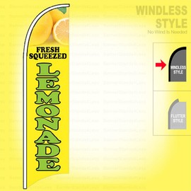 FRESH SQUEEZED LEMONADE Windless Swooper Flag 2.5x11.5 ft Feather Banner Sign yb