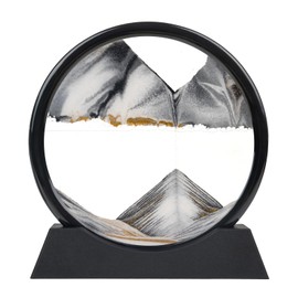 Mvxctfi Black Moving Sand Art Decor - 3D Deep Sea Sandscape, Round Glass Desk Decor with Liquid Motion, Relaxing Desktop & Home Decoration-10 Inch