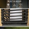 Auto On/Off LED Solar Floor Lamp Outdoor Rattan Garden Lantern