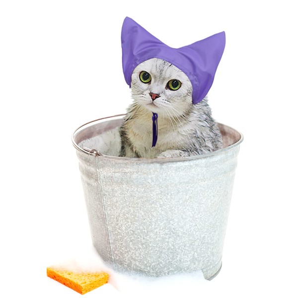 2 Pack Cat Shower Caps Waterproof Bath Cap for Washing