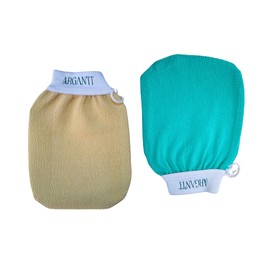 Moroccan Exfoliating Kessa Glove - Traditional Beauty Essential for Deep Skin Cleansing, Skin Exfoliation & Dead Skin Removal (set of 2 body (Beige/light green))