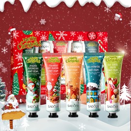 LCDGTJ Hand Cream Christmas Set for Women, 5pcs Mini Natural Moisturizing Fruity Travel Size Hand Lotions for Dry Skin, Gift for Baby Shower Party, Birthday, Bridesmaid, Mother's Day