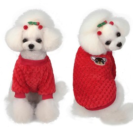 AmzBarley Dog Clothing, Autumn/Winter Shirt, Plain, Fleece Fluffy, Soft, Fluffy, Warm, Cold Protection, Thermal, Small Dogs, Medium Dogs, Cats, Dog Clothes, Round Neck, Good to the Touch, Animal