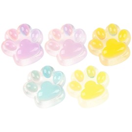 SEWACC 5Pcs Luminous Resin Cat Paw Mini Glow in the Dark Cat Paw Charms Cat Paw Print Resin Beads for DIY Craft Projects