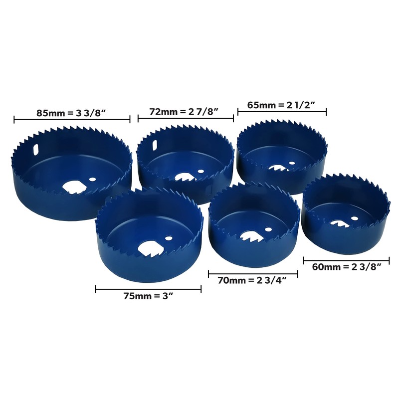 Olympic Fixings Downlight Holesaw 9 Piece Set 60, 65, 70,