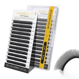 NAGARAKU W Shape Eyelash Extension 3D Volume Cluster Premade Fans Eye Lashes Faux Mink Matte Black Easy Fanning False Eyelashes (0.05mm C curl 8mm)