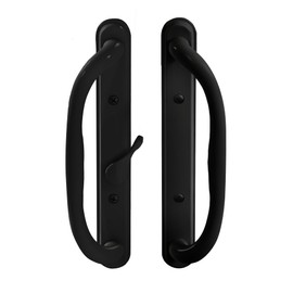 G.A.S Hardware 10" Olympus Sliding Patio Glass Door Offset Pull Handle Set Replacement - Non-Keyed Handle fits 3 ¹⁵/₁₆ inches Hole Spacing, and 1-1/4" to 2-1/4" Door Thickness (Black)