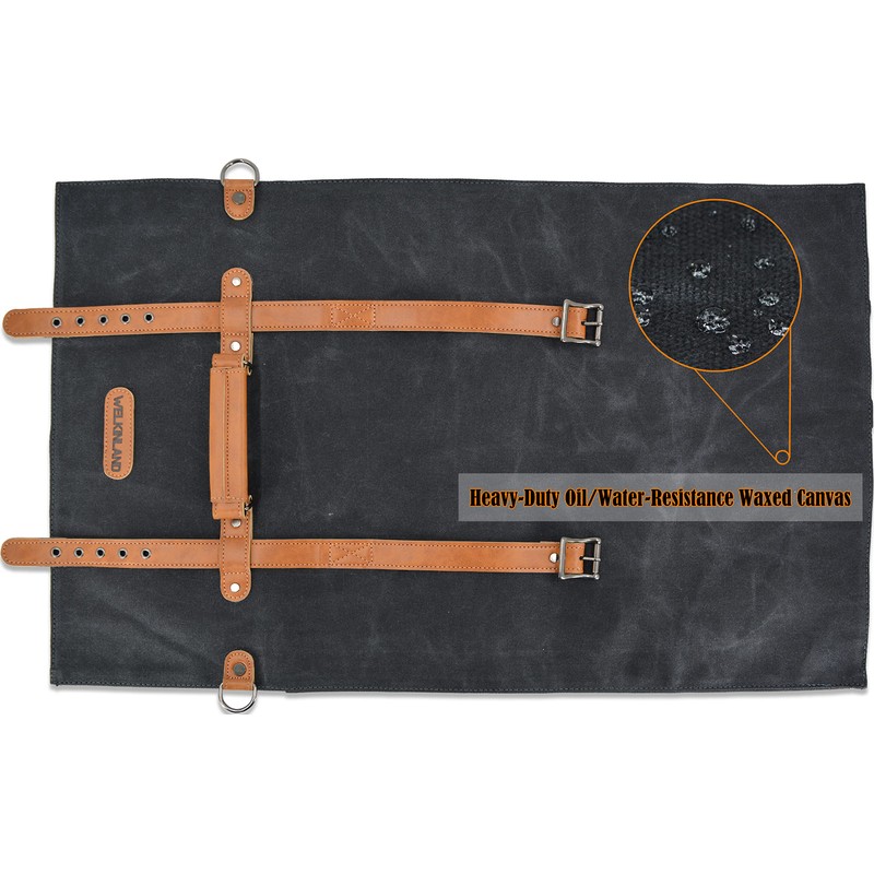 WELKINLAND 14-Pockets Knife Roll, Waxed Canvas Leather Knife Roll, Knifes