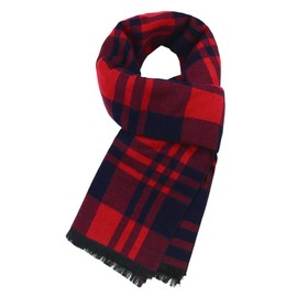 Plaid Scarf for Men Soft Warm Winter Scarves Mens Fashion Scarf Soft Long Shawl Red & Black