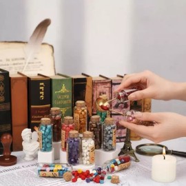 Product Details Separate Notation 봉인 인장 왁스 스탬프 세트 청첩장 편지 꾸미기 다이어리 장식 재료 Sealing Wax Stamp Set for Wedding Invitations, Letter Decoration, Diary Decoration Materials [2 Shilling Wax - White]