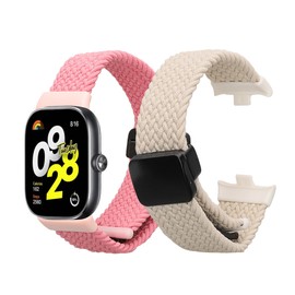 kwmobile Smartwatch Strap Compatible with Xiaomi Redmi Watch 4 / Band 8 Pro Straps - 2x Nylon Replacement Band - Dusty Pink/Beige